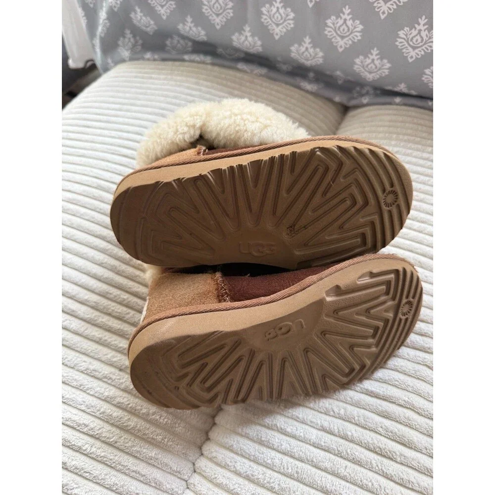 Kids Brown and Tan Boots UGG Girls Toddler Size 10 Fur Lined